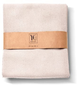 YENGAS Tagesdecke XL, 150 x 200 cm, Große Wohndecke, Bettüberwurf, Couchdecke, Überwurf Decke für Sofa & Bett, Allrounderdecke, 85% Baumwolle & 15% Recyceltes Polyester, Beige, Fischgrät