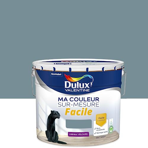 Ma Couleur Sur-mesure par Dulux Valentine – Peinture Intérieure Murs, Plafonds, Boiseries - Facile à appliquer - Velours Bleu Gris 10 L