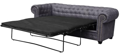 Sofas and More Astor Chesterfield Style Sofa Set 3+2 Seater Armchair Grey Faux Leather (3 Seater Sofa Bed)