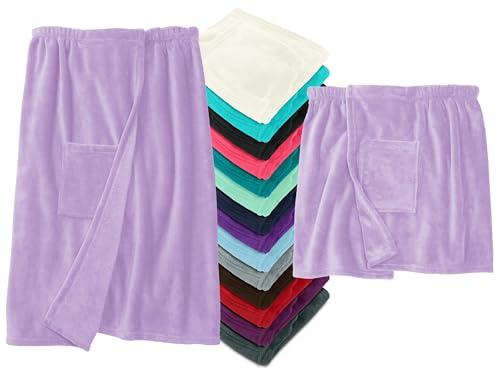 npluseins 777.991 Kilt de sauna avec fermeture Velcro en polaire douillette pour homme et femme Taille S/M Lilas