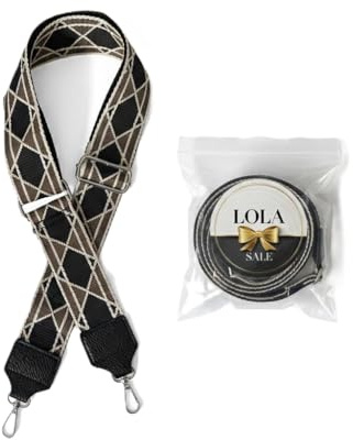 Lola Correa Marron con Rombos Negros y Hebillas Plateadas para Bolso Mujer Ancha 5cm (Correa_Marron_Tribal_MTD_5)