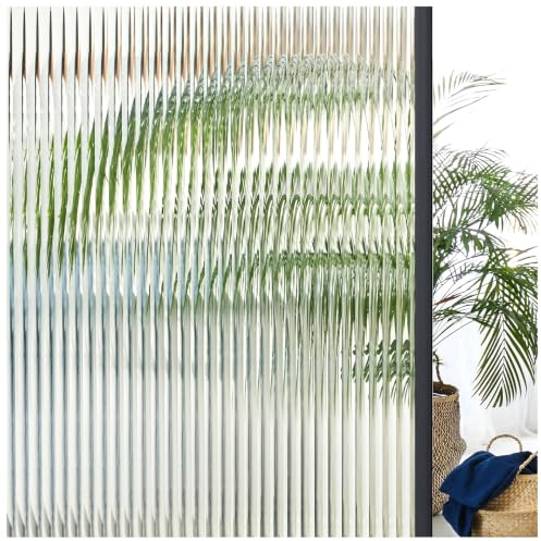 Lifetree Reeded Glass Window Film Privacy, Frosted 1, 44.5x300cm | 3D Decorative Vinyl Sticker,UV Blocking Removable Opaque, For Glass Windows for Door Home Office