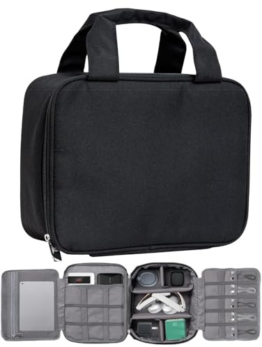 Custodia da viaggio per organizzatore elettronico – organizer adatto ai viaggi per corde, e dispositivi | design multi-tasca, ideale per uso domestico o E, nero