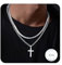 LOLIAS 2 Stück Kreuz Kette Herren Edelstahl Kreuzkette Herren Halskette Herren mit Kreuz Anhänger Silber Silberkette Herren Schmuck Männer Jesus Kette Jungs