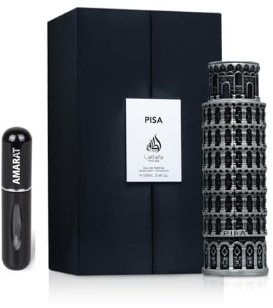 Pisa Original Eau de Parfum, 100 ml, arabisk parfym för män, lång hållbarhet, inklusive påfyllningsbar spridare, 5 ml, citrusträ, elegant och hållbar