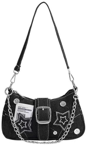 BEAHING Y2K -Geldbörse, Vintage Trendy Y2K -Tasche mit Kettendekor, Achsel Y2K -Umhängetasche mit oberen Griff für Frauen Mädchen