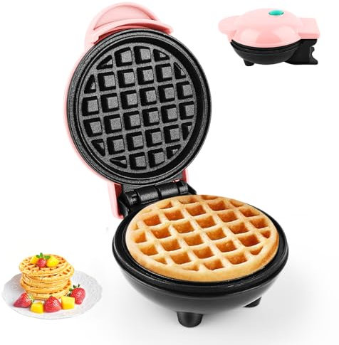 Gofrera pequeña, mini gofres belga, diámetro 10 cm, 220 V, 350 W, pequeña plancha para gofres, clásica, calefacción de doble cara