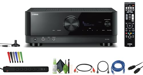 Yamaha RX-V6A 7.2-Channel Surround Sound Network AV Receiver with MusicCast Built-in Wi-Fi and Bluetooth Streaming Home Theater System Bundle with Accessories