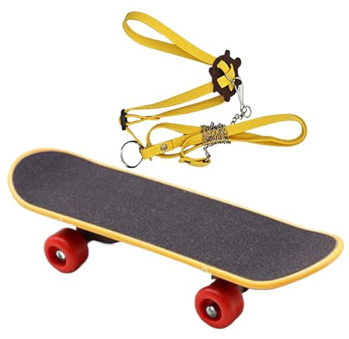 Sköldpaddornas skateboardleksak med dragrep Justerbar reptiltränare för | Litet sköldpaddsrep och skateboardleksak För Inomhus Utomhus Trädgård Balkong Ödlor Kameleonter Skäggag