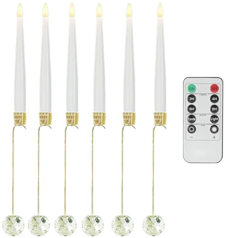 Velas de Navidad con temporizador remoto - Juego de 6 velas parpadeantes LED, decoración de bolas de para interiores Luces sin llama para decoración de árboles | Imprescindible para reuniones