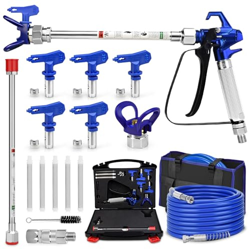18Pcs 3600PSI Airless Paint Sprayer Gun Kit, with 25Ft High Pressure Hose, Extension Rod & Spray Tips & Filters & Tip Guard & Storage Case & Oxford Bag