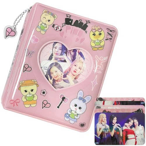 Photocards Holder, Rosa Cuore Libro Raccoglitore Fotografico con Pendente