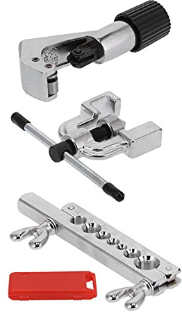 CT - Set di strumenti per svasatura da 1226 pollici, kit espansore per tubi in rame e alluminio, utensili manuali con custodia in plastica, struttura in acciaio legato per aria