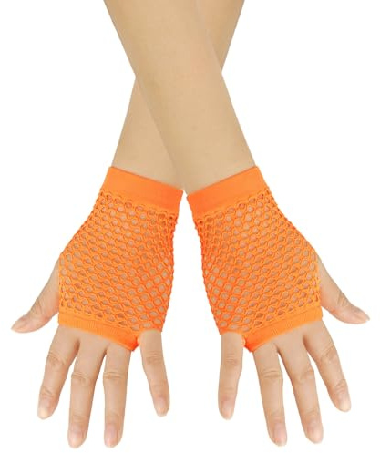 Zanisouta Gants en résille pour femme - Style punk - Costume de carnaval - Élastique - Sexy - Courts - Pour Halloween - Sans doigts - Gothique - Vintage des années 80 et 90