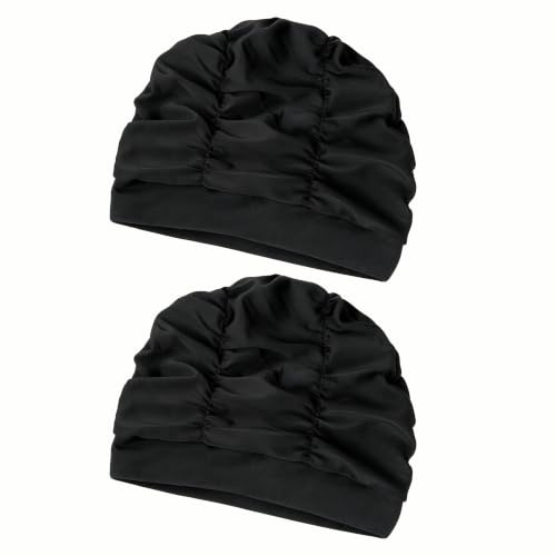 Bonnet de Bain Élastique Bonnet de Natation en Polyester Doux 2 Pièces Bonnet Piscine Confortable pour Cheveux Longs Femme Homme Enfant Accessoire de Natation Réutilisable Séchage Rapide