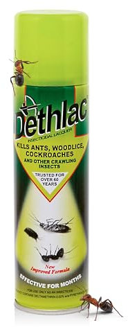 Dethlac Spray | Ant Killer Indoor & Outdoor 250ml Aerosol | Insect Killer Indoor & Outdoor Use – Insecticide Bug Spray Lacquer - Effective for Ants, Cockroach, Woodlice, & Other Crawling Insects