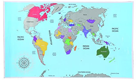 Mappamondo da Grattare Poster XXL Mappa Del Mondo Politica 88 x 52cm Idea Regalo