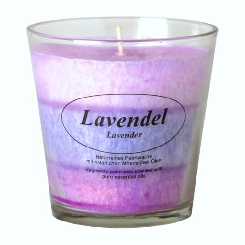 Bütic GmbH 3-farbige Stearin Duftkerzen im Glas, Duft:Lavendel