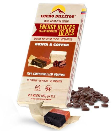LUCHOS Energy Blocks - Guava & Coffee, 10 x 400 g | Colombian On-the-Go Sports Nutrition for Running, Cycling & Hiking | A Natural Alternative to Bars & Gels | Vegan, Gluten Free & Easy to Digest