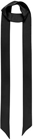 SilRiver Women's 100% Silk Skinny Scarf, Necktie Choker, Sash Tie,Headdress, Fashion Accessories (Black)