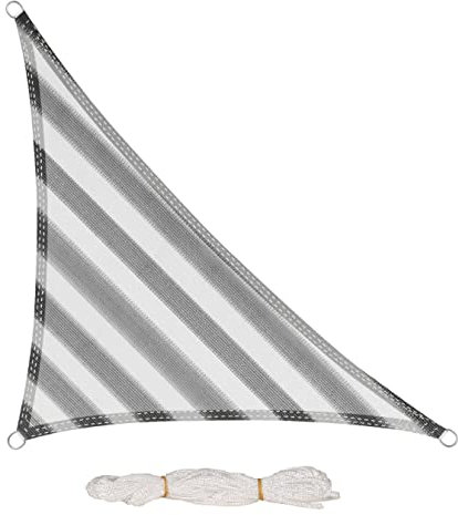 EUGAD Sun Shade Sail 2.5 x 2.5 x 3.5m Triangle Grey and White Stripes HDPE UV Block Balcony Terrace Garden Sail Shade Sunscreen Awning Canopy with Rope 0192ZYF