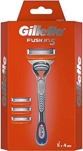 Gillette Fusion 5 Rasierer für Männer, Rasierergriff + 4 Rasierklingen, mit 5 Klingen mit Gleitbeschichtung für eine kaum spürbare Rasur