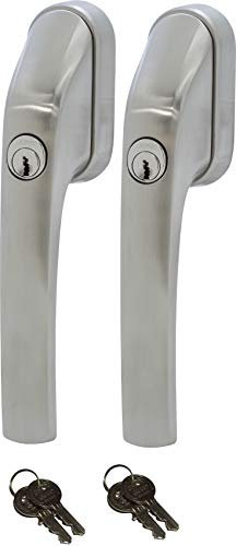 ABUS FG300 ER, abschließbarer Fenstergriff in Edelstahl-Optik, im Set 2 Stück alle gleichschließend AL0089 mit insgesamt 4 Schlüssel