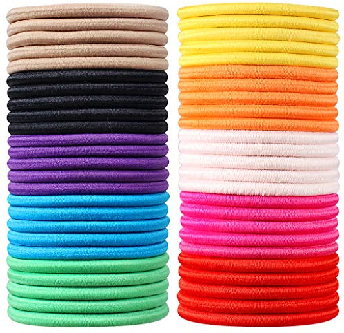 XYGK Fasce elastiche per capelli, 50 pezzi Fascette elastiche per capelli multicolori Fascette per code Elastici per capelli per donne e ragazze (4 mm)