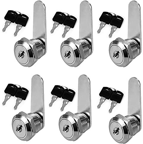 6 Pcs Serrure à Came Serrure de Tiroir 20mm Serrure Boite aux Lettres avec 12 Clés, Chaque Serrure a des Clés Différentes, pour Armoire de Placard, Armoire, Porte de Tiroir de Boîte aux Lettres, Etc.