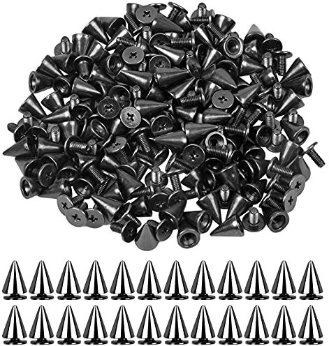 smatime Ziernieten Kegel Spikes Nieten Punk Nieten Killernieten Punk Spitznieten Schraubnieten Coole Metallic Dekorationen für DIY Lederhandwerk Kleidung Taschen Schuhe Gürtel Armbänder Jeans, Schwarz