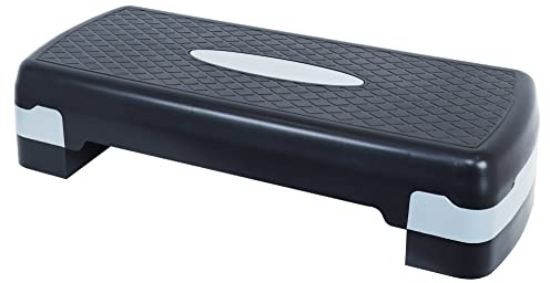 Signature Fitness Entrenador aeróbico ajustable con plataforma escalonada, tamaño mediano, negro/gris
