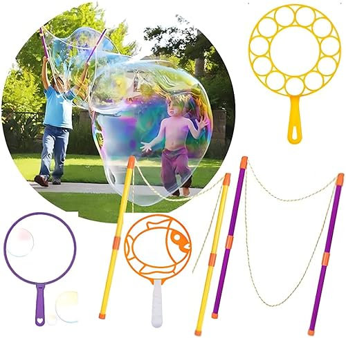 Riesenseifenblasen Set Seifenblasenmaschine Kinder,55CM XXL Seifenblasen Stab Groß, Riesen seifenblasen Ring,Seifenblasenpistole Outdoor Spiele Gartenspielzeug draußen