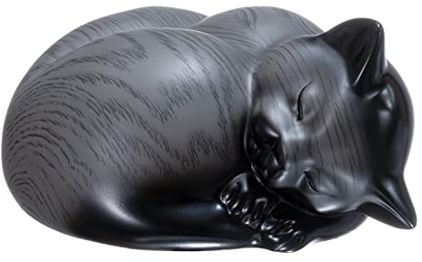 Kriss Art Pet Urns,Sleeping Resin Cremation Cat Urn, Cat Urns for Ashes, Small Animal Urn（Gray）…