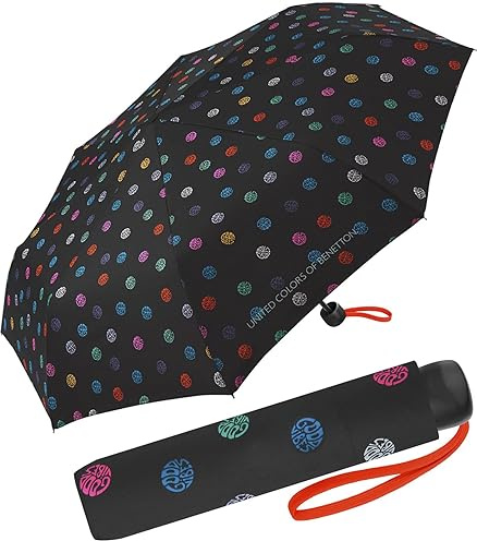 Benetton Parapluie de poche Super Mini pois, Good Vibes, 95 cm, Parapluie de poche à ouverture manuelle