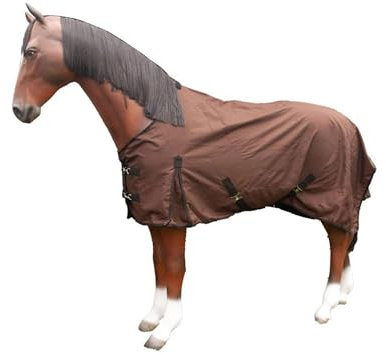 Brama-West Regendecke Pferd Rain - Weidedecke mit Fleece Futter - 600DEN - Wasserdicht - Braun (135)