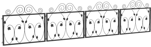 Outsunny Decorative Garden Fencing Rustproof 4 Panels 18.7in x 7.5ft Black