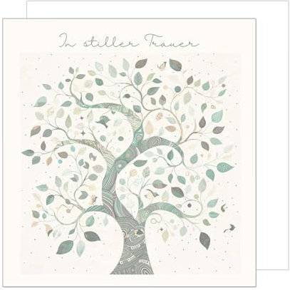 Edition Seidel Premium quadratische Trauerkarte mit Umschlag. Beileidskarte Karte mit Spruch In stiller Trauer Mitgefühl stille Anteilnahme Abschied herzliches Beileid Baum (TQ111 SW024)