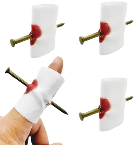 RAMGLYO 3 Stück Nagel-durch-den-Finger Trickrequisite – Halloween Scherzartikel für Unheimliche Dekoration