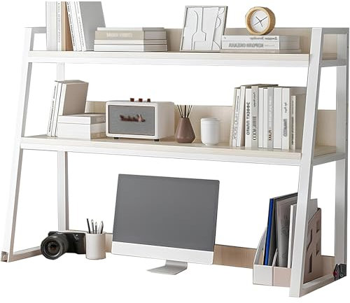 Desk Hutch Dorm, Desktop Bookshelf For Computer Desk, Ladder Desktop Shelf for Home, Dorm, Office Supplies - Organize Your Space Efficiently