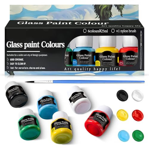 Ganbaro Glass Paints for Glass Painting, Stained Glasses Paints, Glas s Paint, Glas ses Painting Kit, Gallery Glasses Paint, Used for Mugs/Cups/Plate/Ceramics/Pottery/Poster/Window