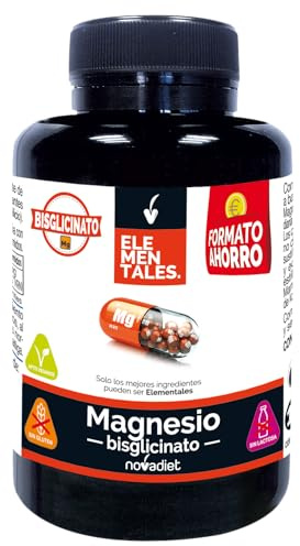 Novadiet - ELEMENTALES MAGNESIO Comprimidos con Bisglicinato de Magnesio Formato Ahorro - Complemento Alimenticio para Ayudar a Fortalecer Huesos y Músculos - Envase con 180 Comprimidos