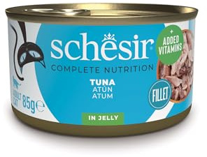 Schesir Tonfisk i gelé, våt kattmat, i burkar, 100% naturlig, med tillsatta vitaminer, 12 x 85 g