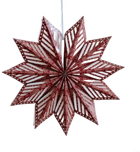 Floweringbeter Weihnachtliche Origami-Papierstern-Dekorationen zum Aufhängen, Ornamente für Feiertagsfeiern, festliche Atmosphäre (40 cm, rot)
