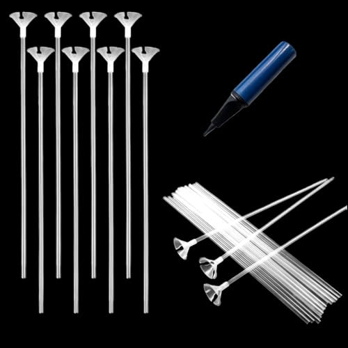 Allezard 30-Pack Balloon Sticks and Holder Stands, 16 Inch Clear Balloon Rods with Stable Base for Balloon Arch, Centerpiece Decorations, Wedding, Birthday Party Supplies