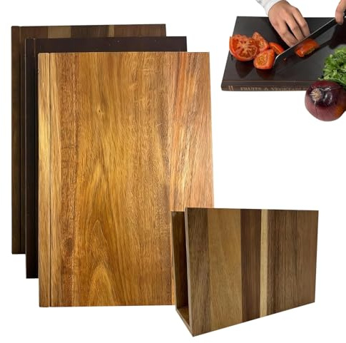 Taglieri Per Cucina | Tagliere Straordinariamente Somigliante A Un Libro | Set Di 3 Taglieri In Legno Con Supporto, Antimacchia, Antimacchia, Per Formaggio, Pane, Verdura, Carne, Frutta