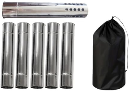 Tidevib Wood Stove Chimney Pipe Kit 5-Pack with for Spark Arrestor 30 cm for L x 6 cm Dia Camping Tent for Stainless Steel