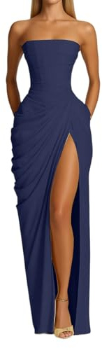 Elegante Vestido de Noche para Ocasiones con Diseño de Hombros y Espalda Descubiertos y Abertura Alta