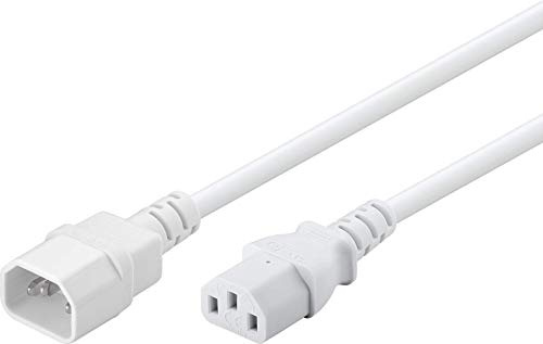Goobay 97585 Kaltgerätekabel 3m Verlängerung / C14 Stecker auf C13 Buchse Stromkabel / Kaltgeräte Netzkabel mit Kaltgerätestecker / Weiß / Verlängerungskabel 3m