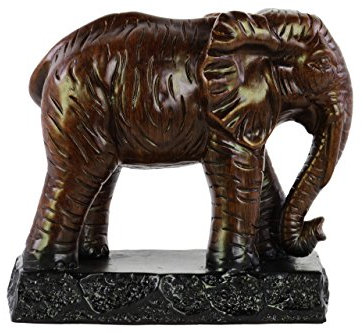Urban Trends Elefante de cerámica de pie Figura Decorativa sobre Base Efecto Acabado Espresso marrón, Plata, L