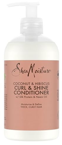 SheaMoisture Coconut & Hibiscus Curl & Shine Conditioner, no silicones or sulphates for thick, curly hair 379 ml